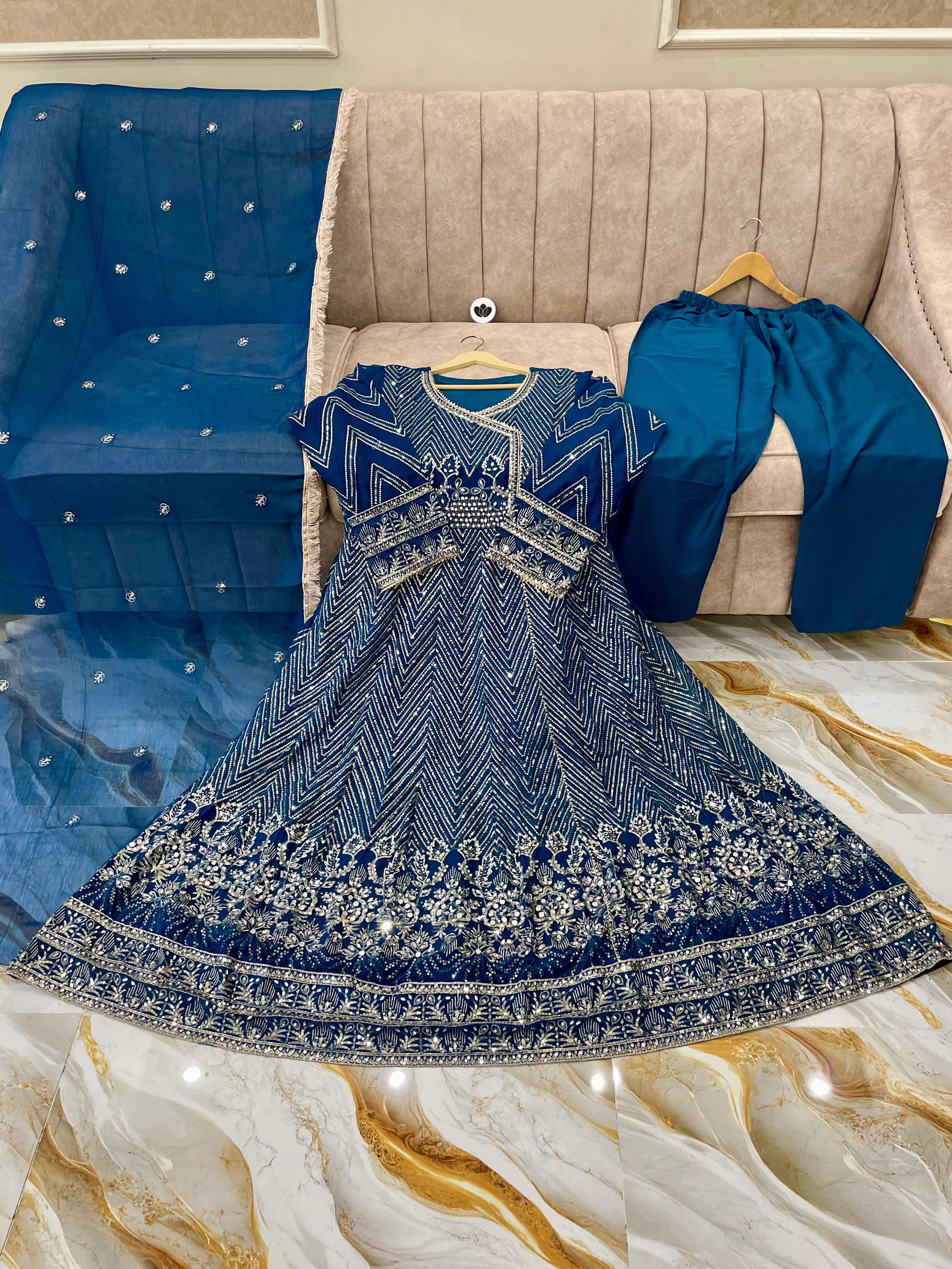 Festive Flair Embellished Anarkali 3(pc) - BU10069