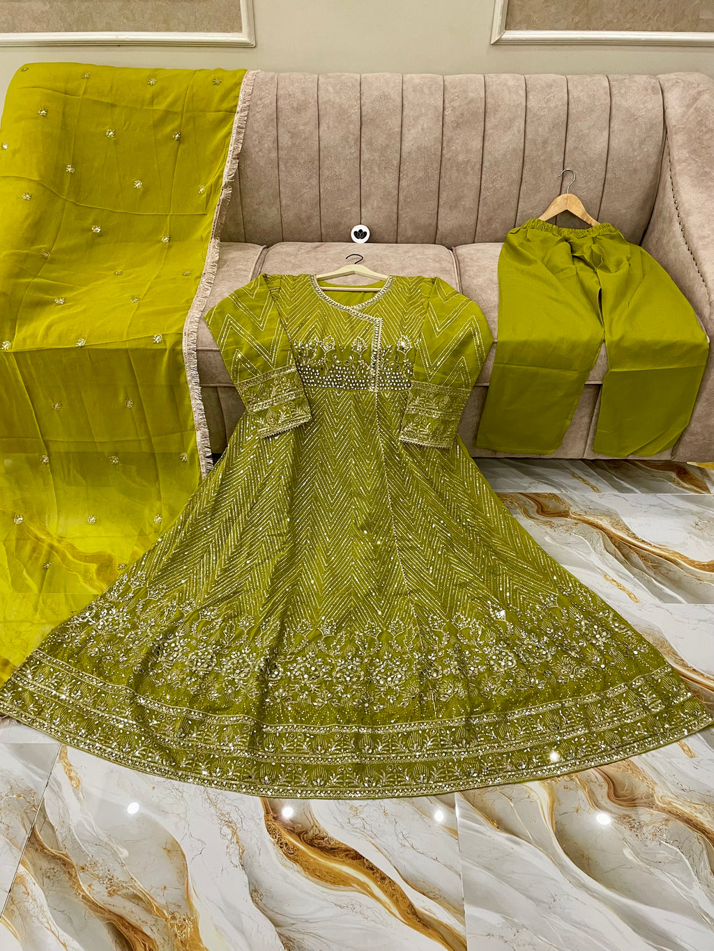 Festive Flair Embellished Anarkali 3(pc) - BU10069