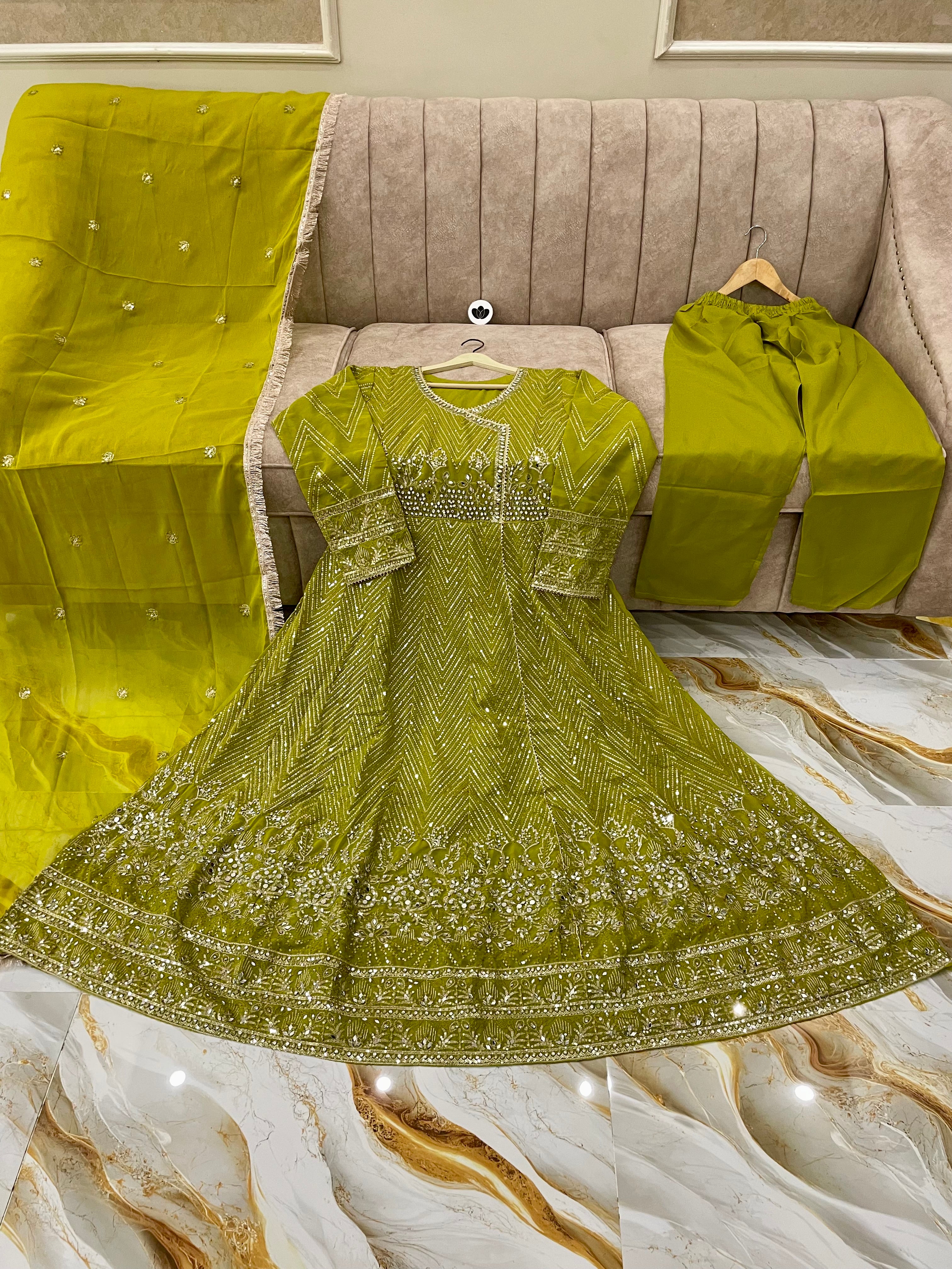 Festive Flair Embellished Anarkali 3(pc) - BU10069