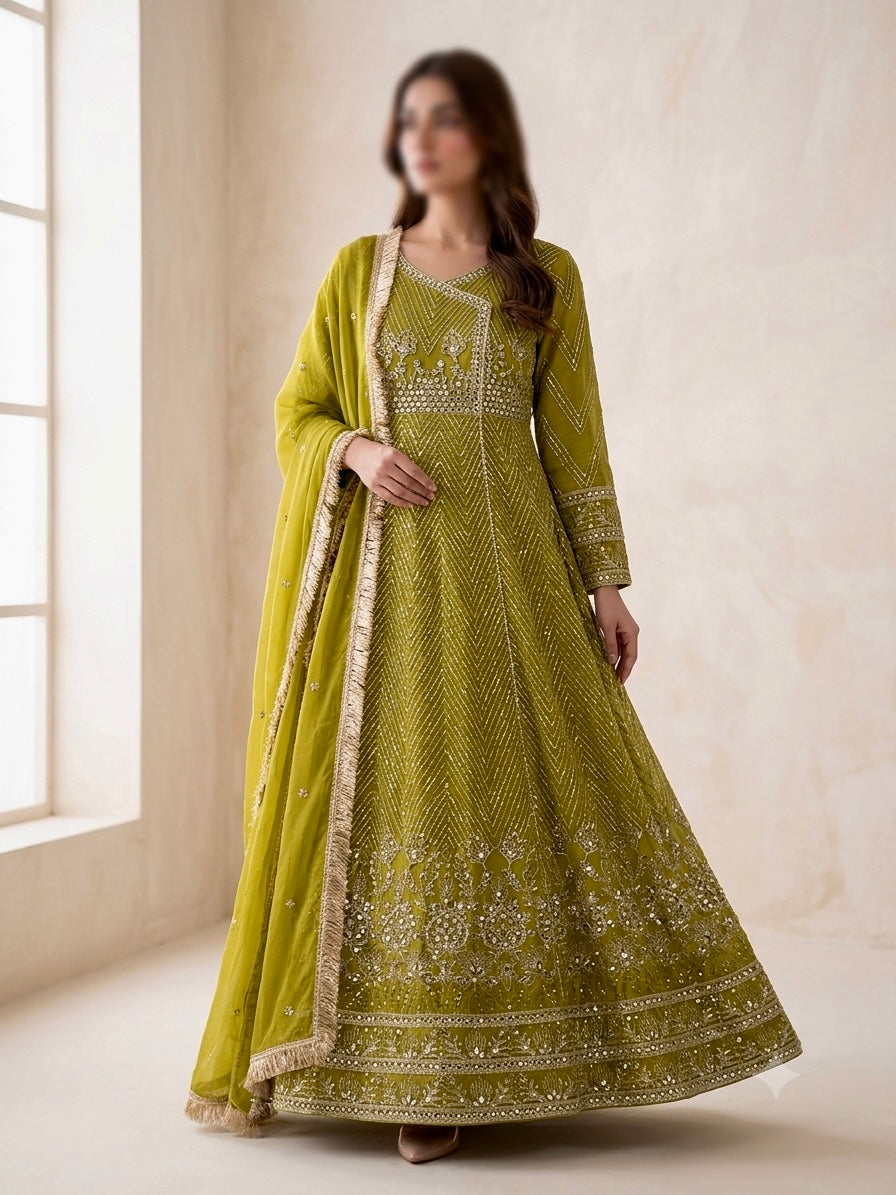 Festive Flair Embellished Anarkali 3(pc) - BU10069