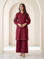 Embroidered Cotton Schiffli Frock Cord Set - BU10056