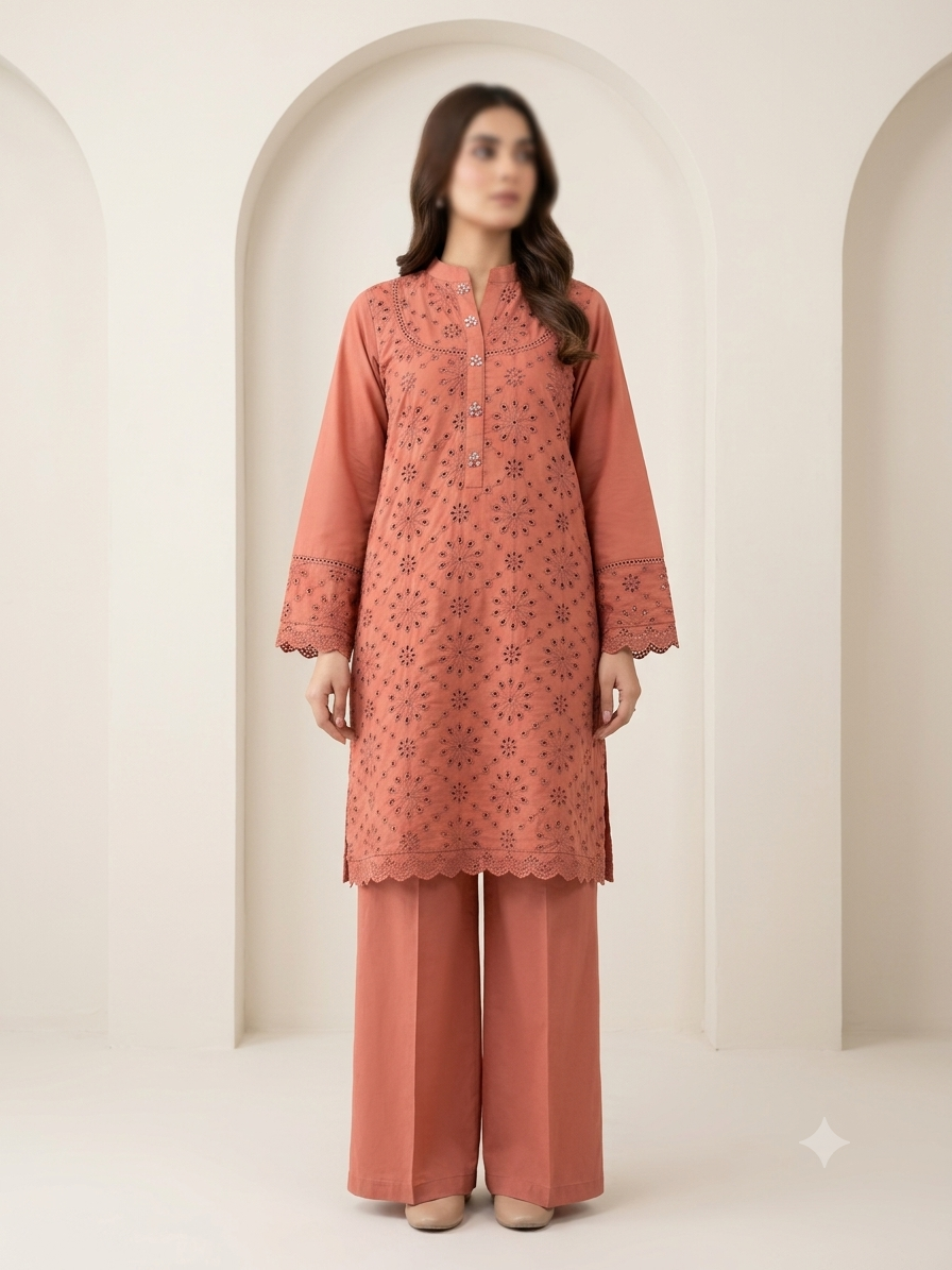 Chikankari Cotton (2Pc) Co-Ord Set - BU10054