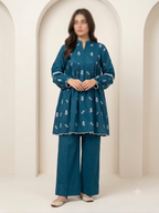 Floral Embroidered Cotton (2pc) Frock - BU10054