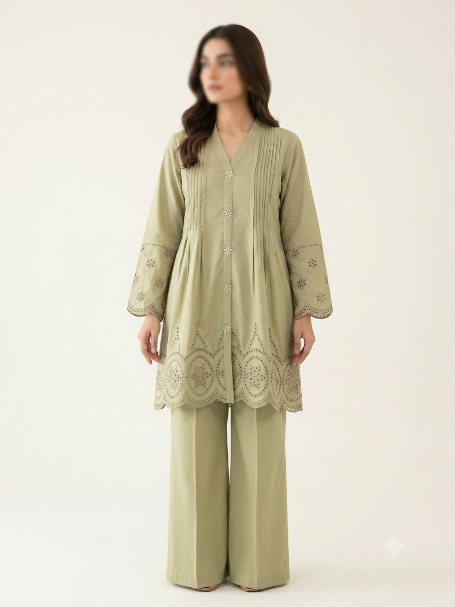 Pleated Cotton Tunic (2pc) Cord Set - BU10060