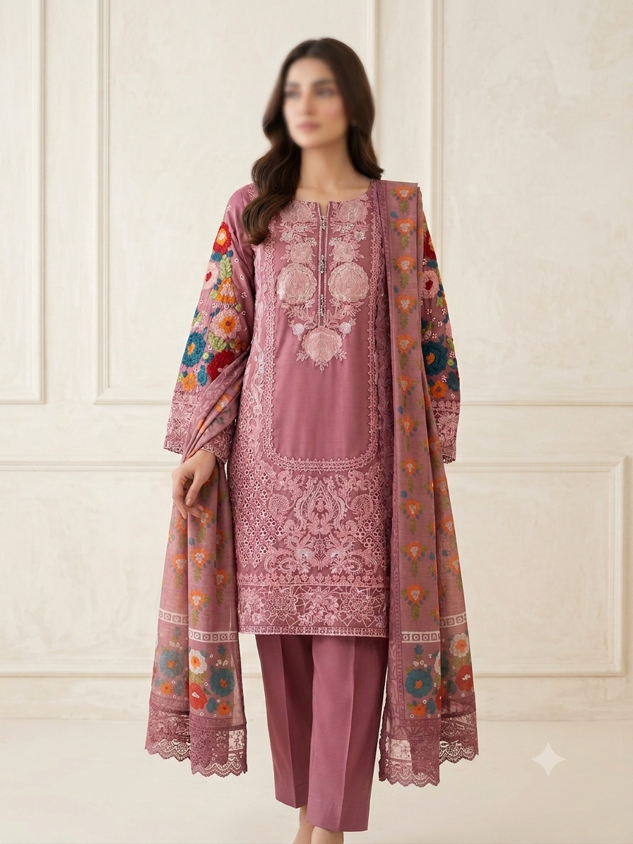 Chikan Kari Cotton (3pc) - BU10040