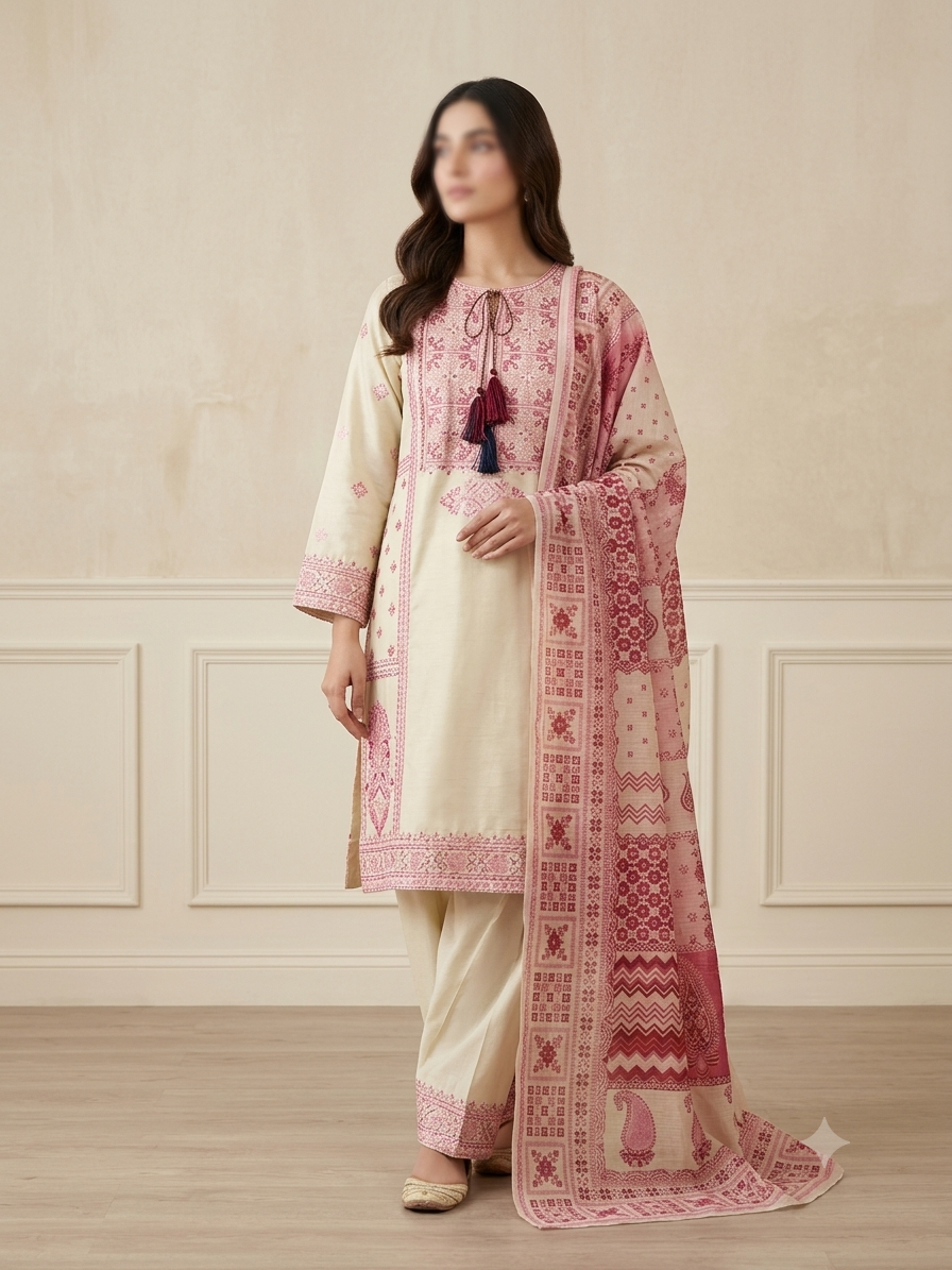 Farshi Shalwar Cotton (3pc) - BU10039