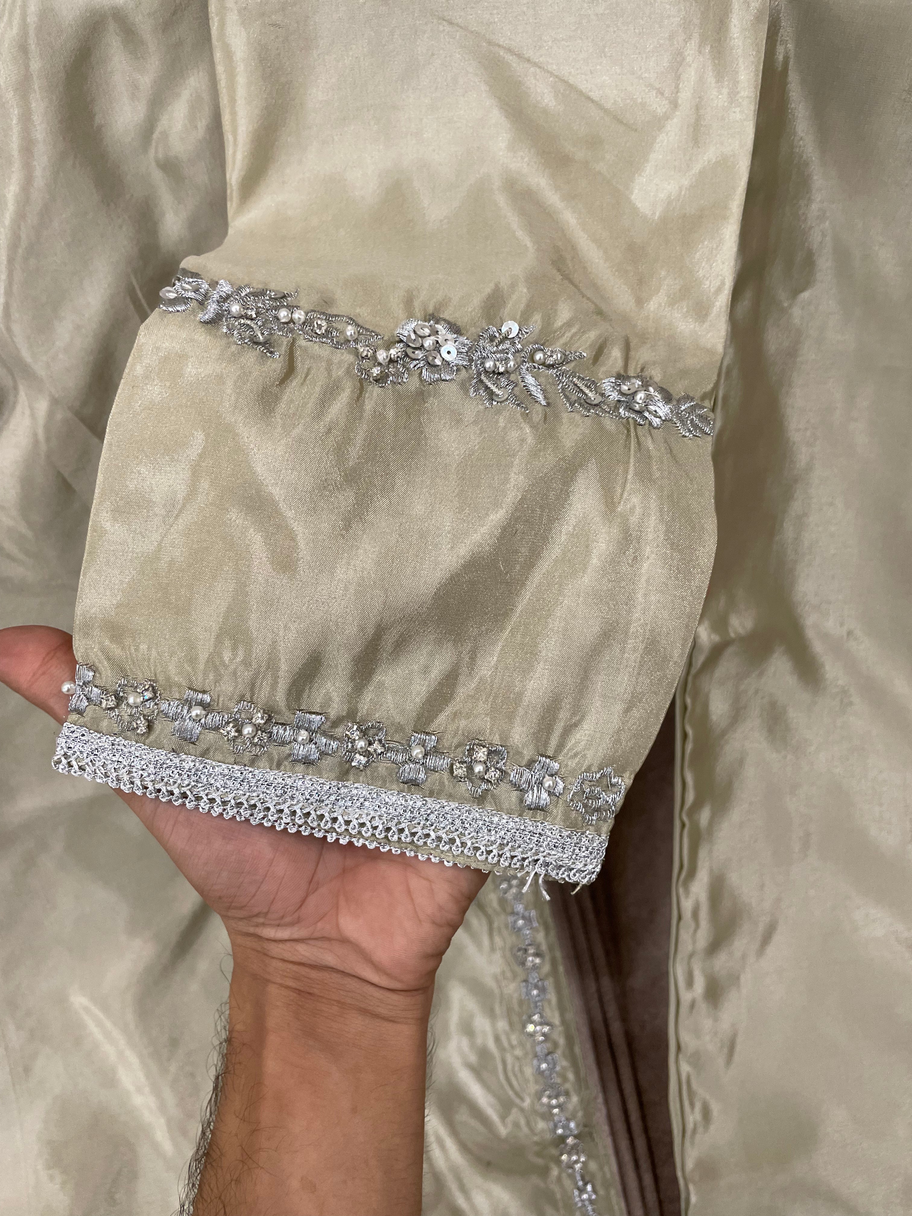 Metallic Silk (3pc) Silver Zari Work - BU10044