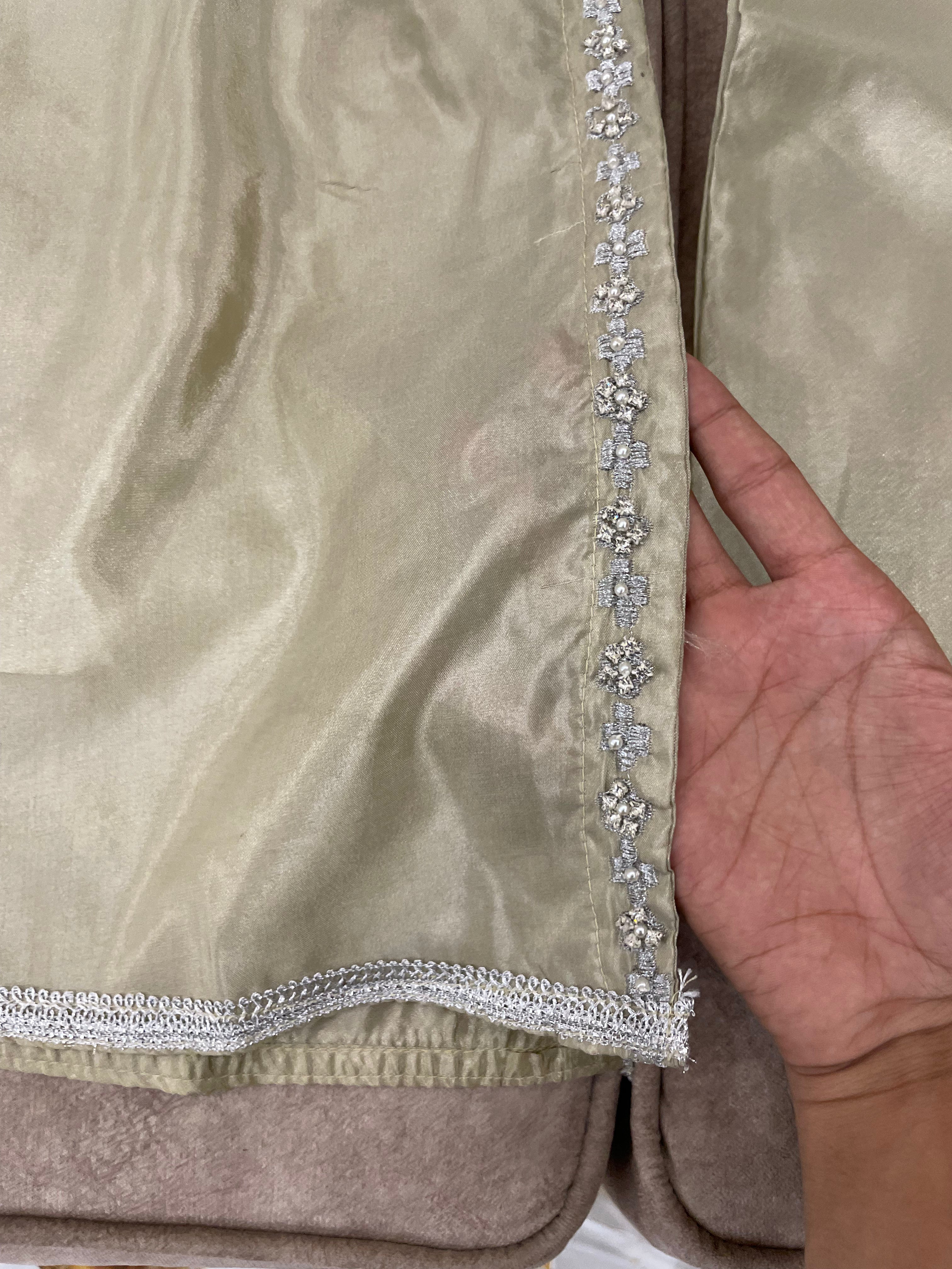 Metallic Silk (3pc) Silver Zari Work - BU10044