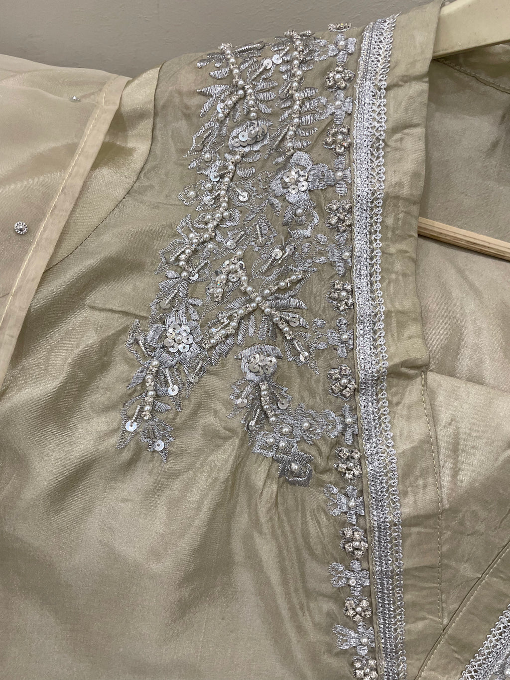 Metallic Silk (3pc) Silver Zari Work - BU10044