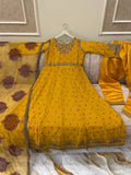 Long Mustard Embroidered Maxi (3pc)- BU10045