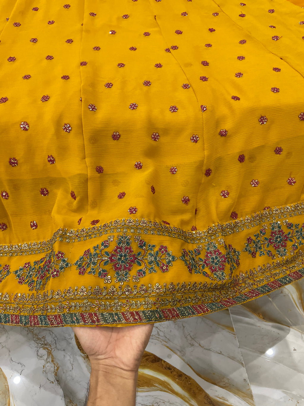 Long Mustard Embroidered Maxi (3pc)- BU10045