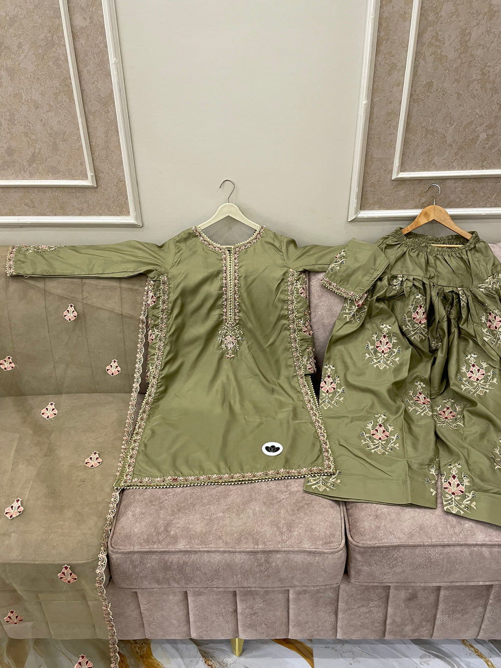 Embroidered Cotton Silk Farshi Shalwar Set - BU10056