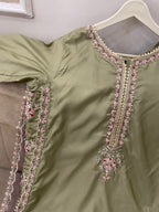 Embroidered Cotton Silk Farshi Shalwar Set - BU10056