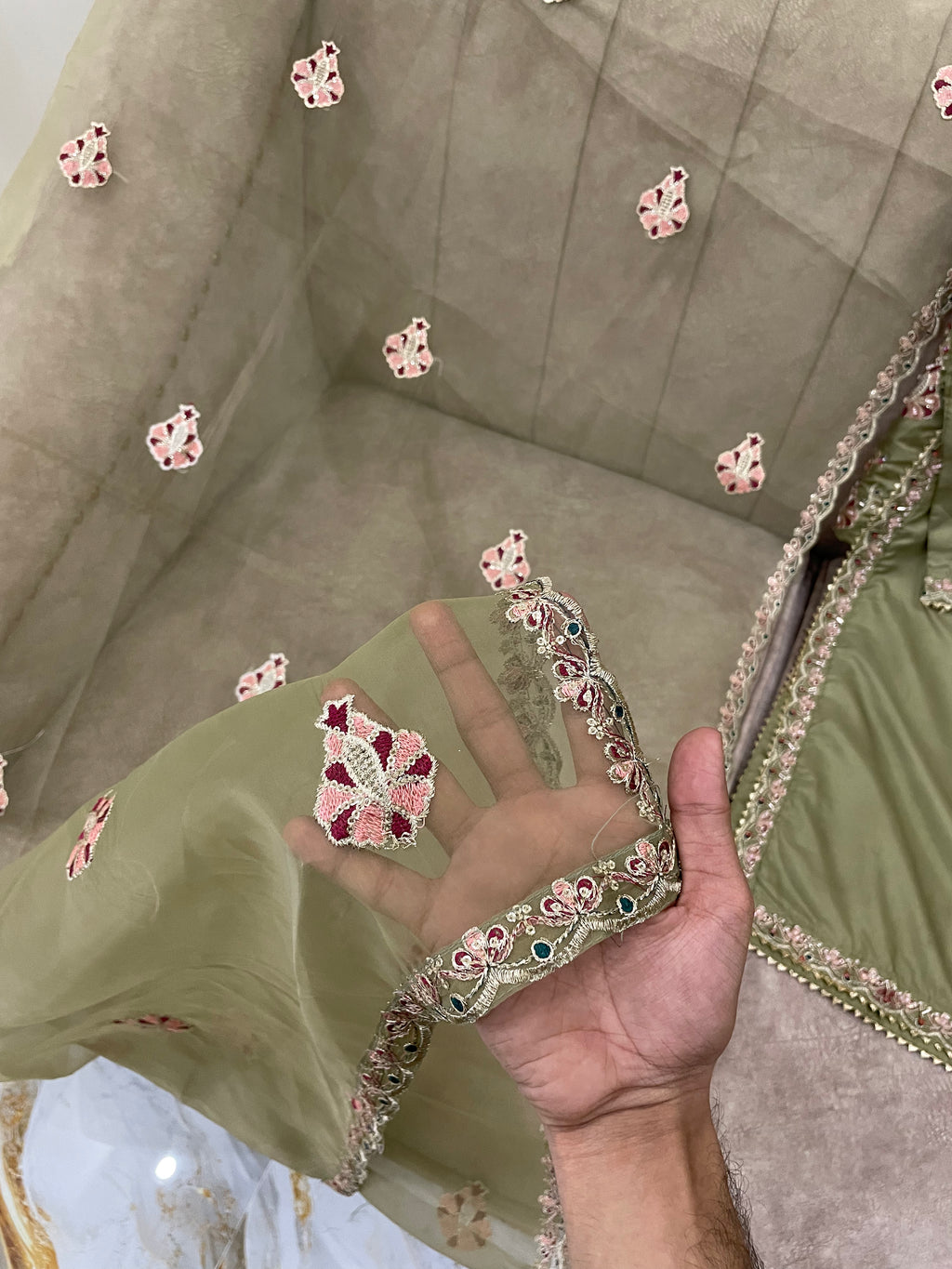 Embroidered Cotton Silk Farshi Shalwar Set - BU10056