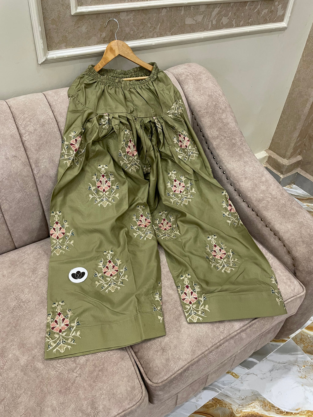Embroidered Cotton Silk Farshi Shalwar Set - BU10056