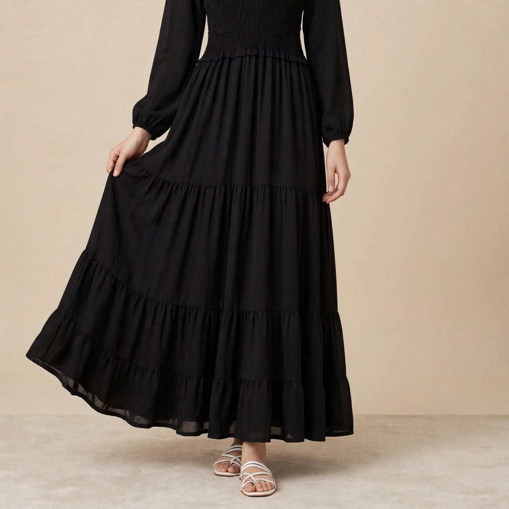 Midnight Tiered Smocked Maxi - BU1008