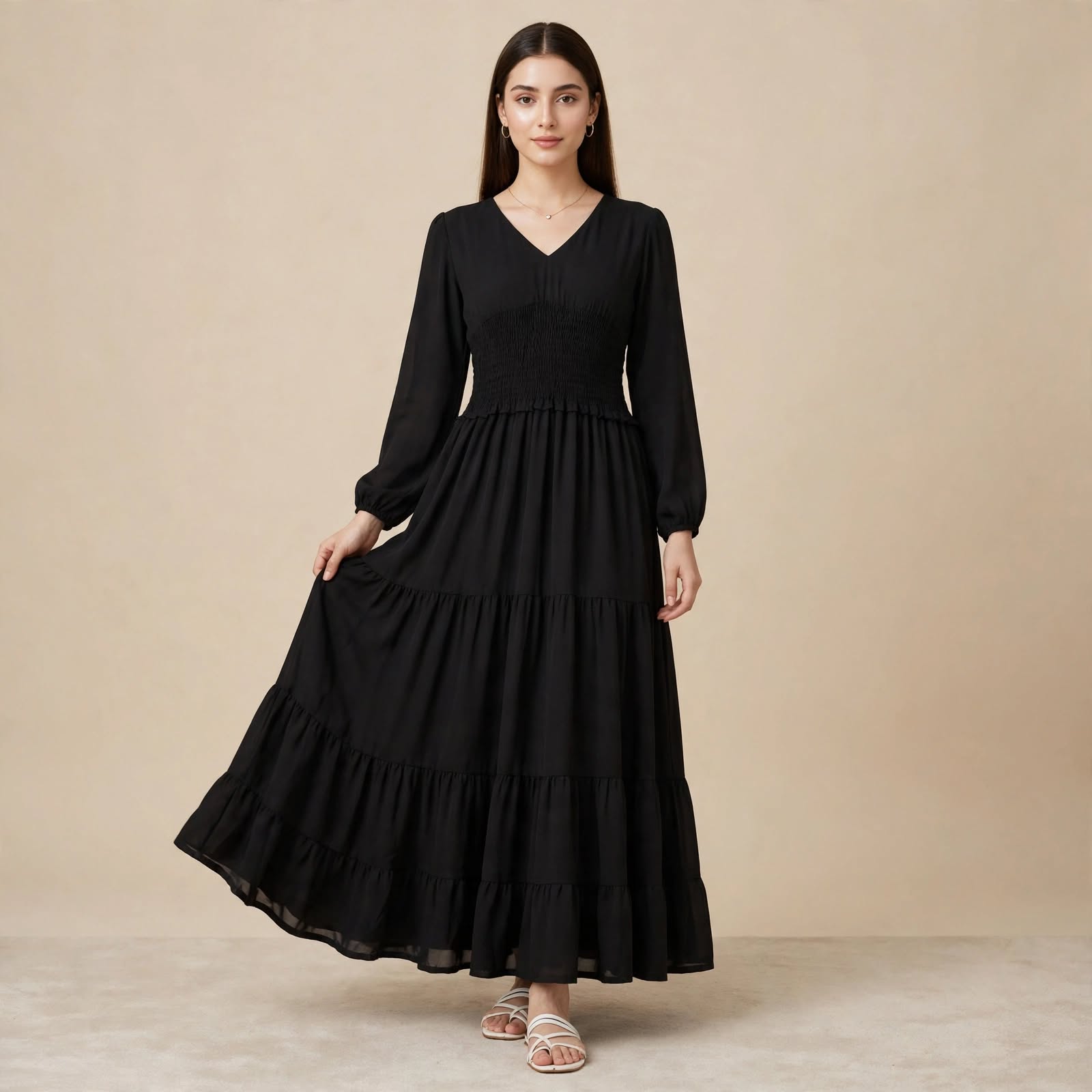 Midnight Tiered Smocked Maxi - BU1008