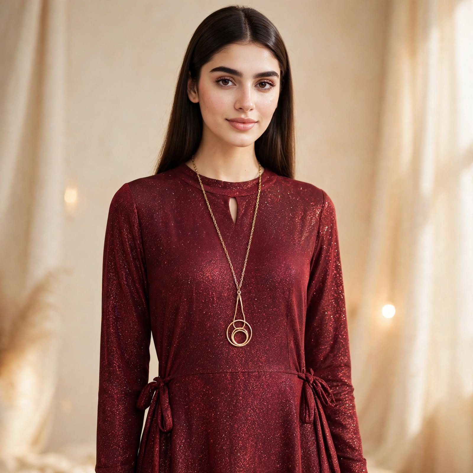 Burgundy Glitter Shimmer Maxi - BU1004