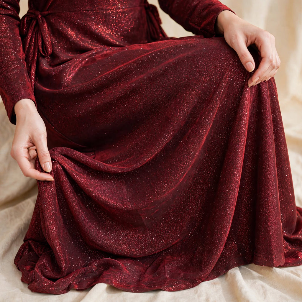 Burgundy Glitter Shimmer Maxi - BU1004