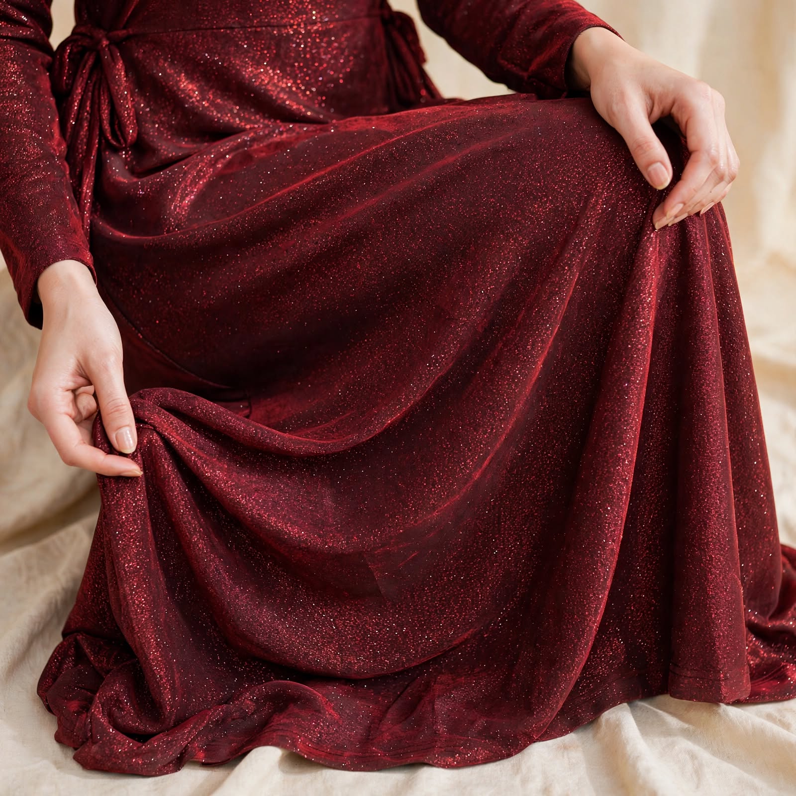 Burgundy Glitter Shimmer Maxi - BU1004