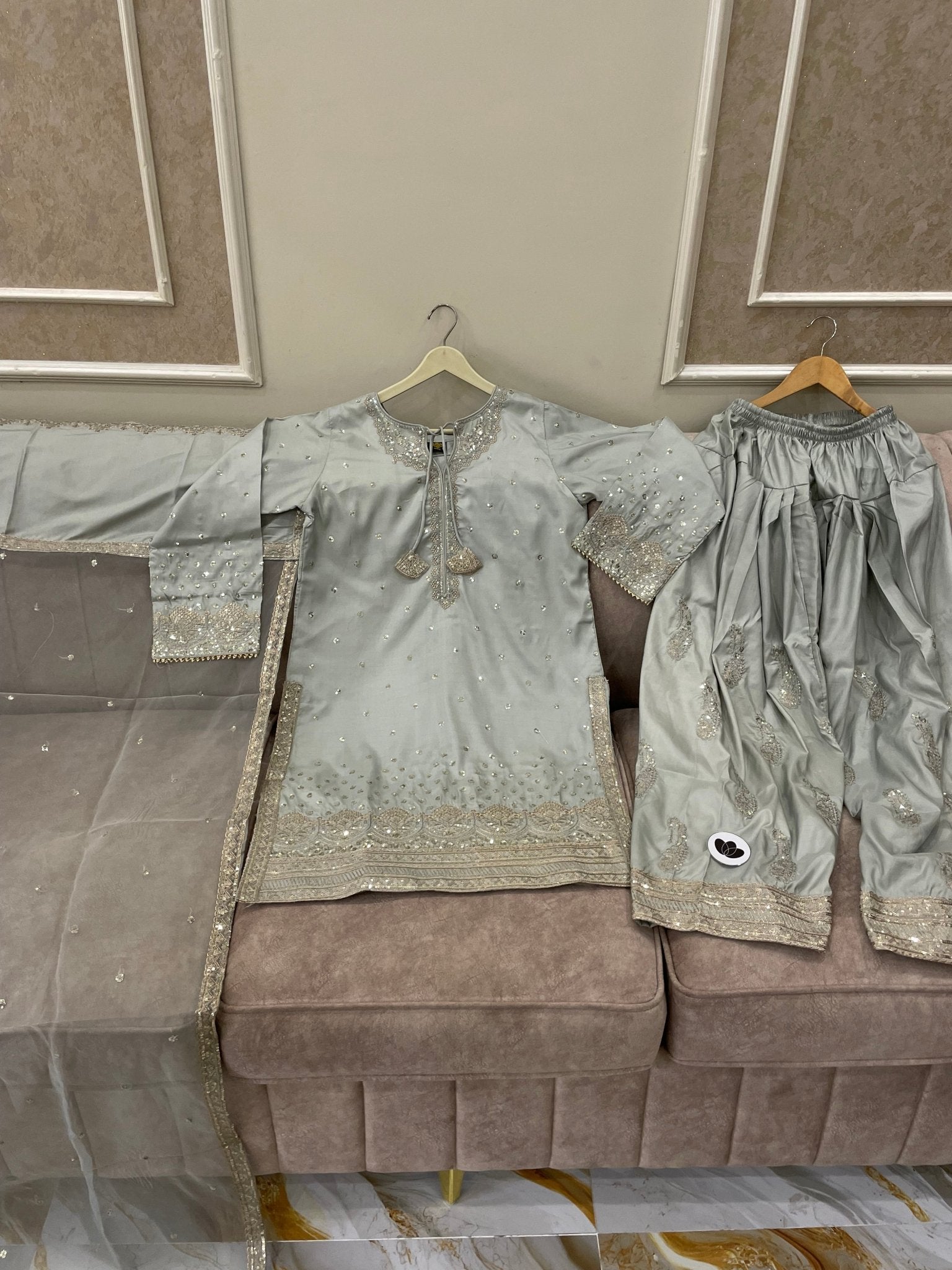 Cotton Silk Farshi Shalwar (3pc) - BU10055 - Buland's