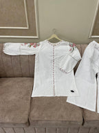 Embroidered Cotton Schiffli Frock Cord Set - BU10056 - Buland's