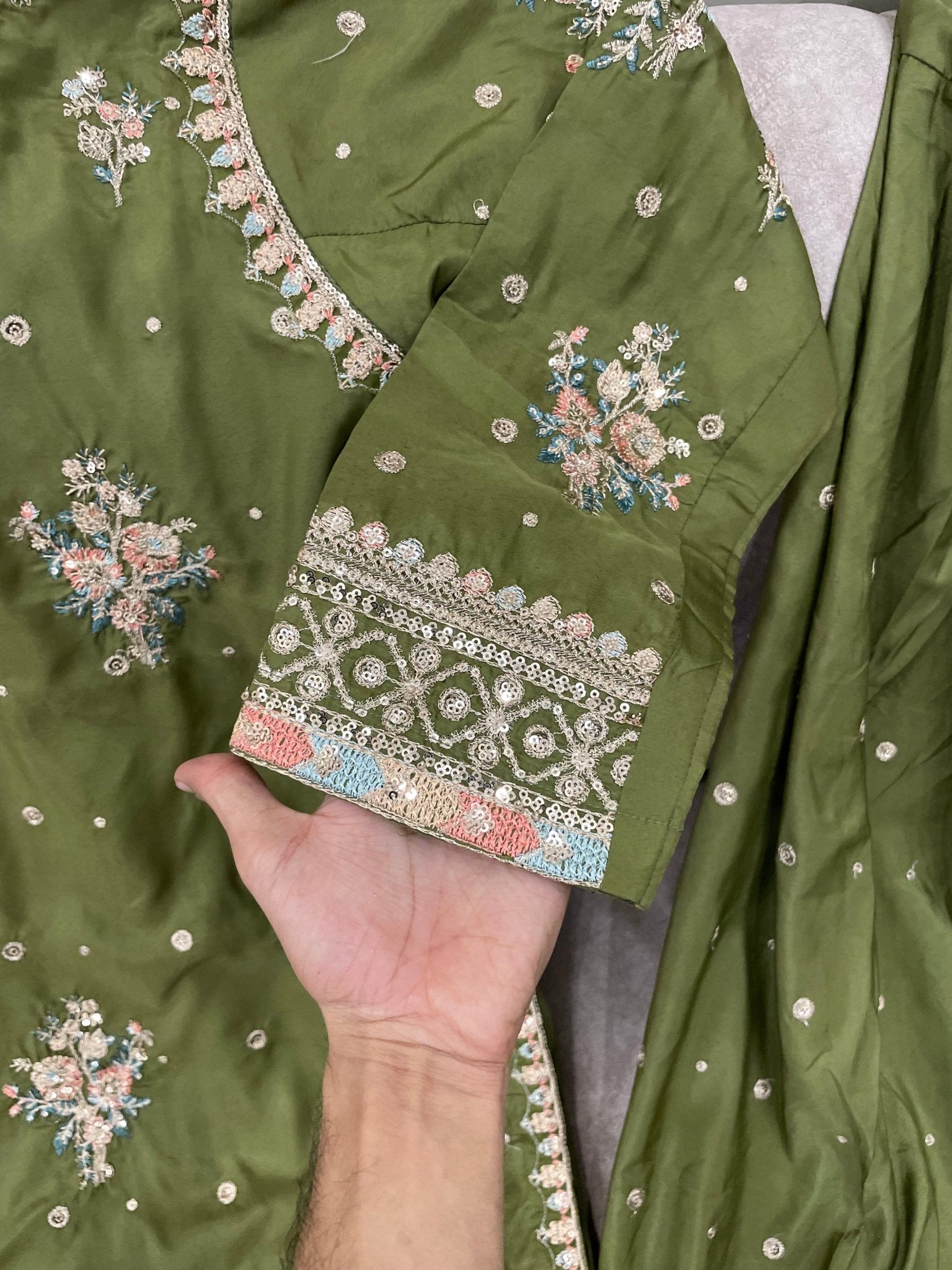 Embroidered Cotton Silk Farshi Shalwar - BU10057 - Buland's