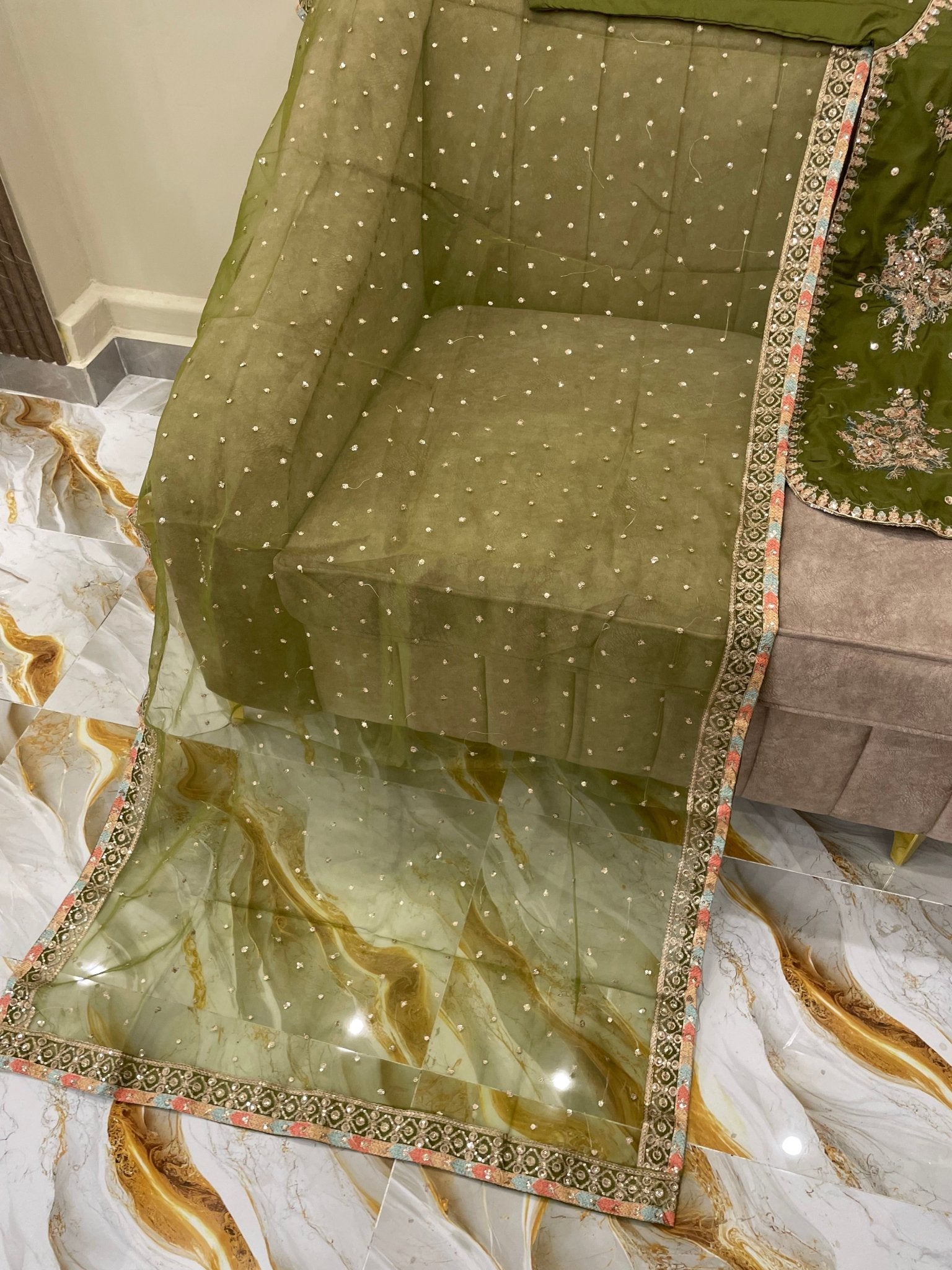 Embroidered Cotton Silk Farshi Shalwar - BU10057 - Buland's