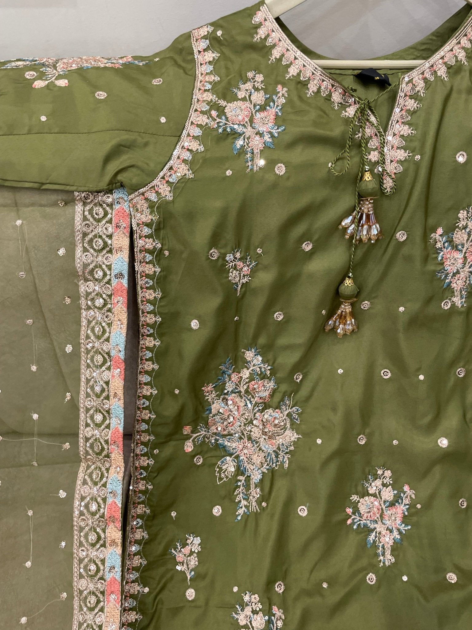 Embroidered Cotton Silk Farshi Shalwar - BU10057 - Buland's