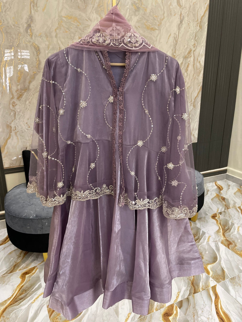 Embroidered Sheesha Silk Peplum Style - BU10012 - Buland's