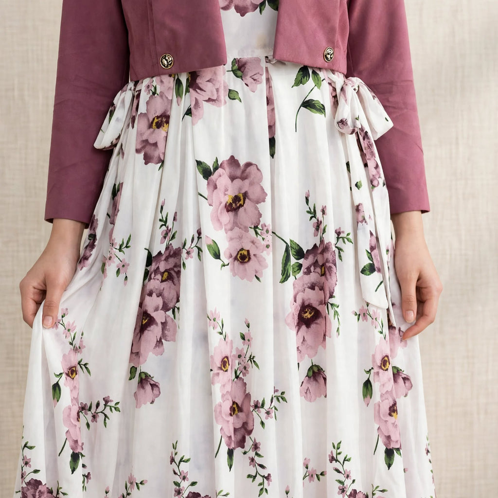 Mauve Blossom Jacket Style Maxi - BU1002