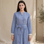 Blue Gingham Lace Maxi - BU1005