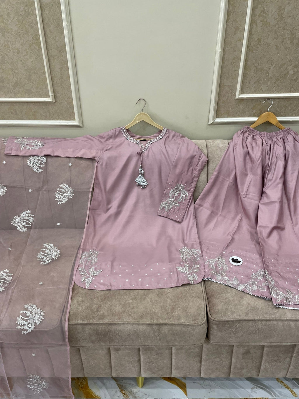 Luxury Embroidered Cotton Silk Farshi - BU10062 - Buland's