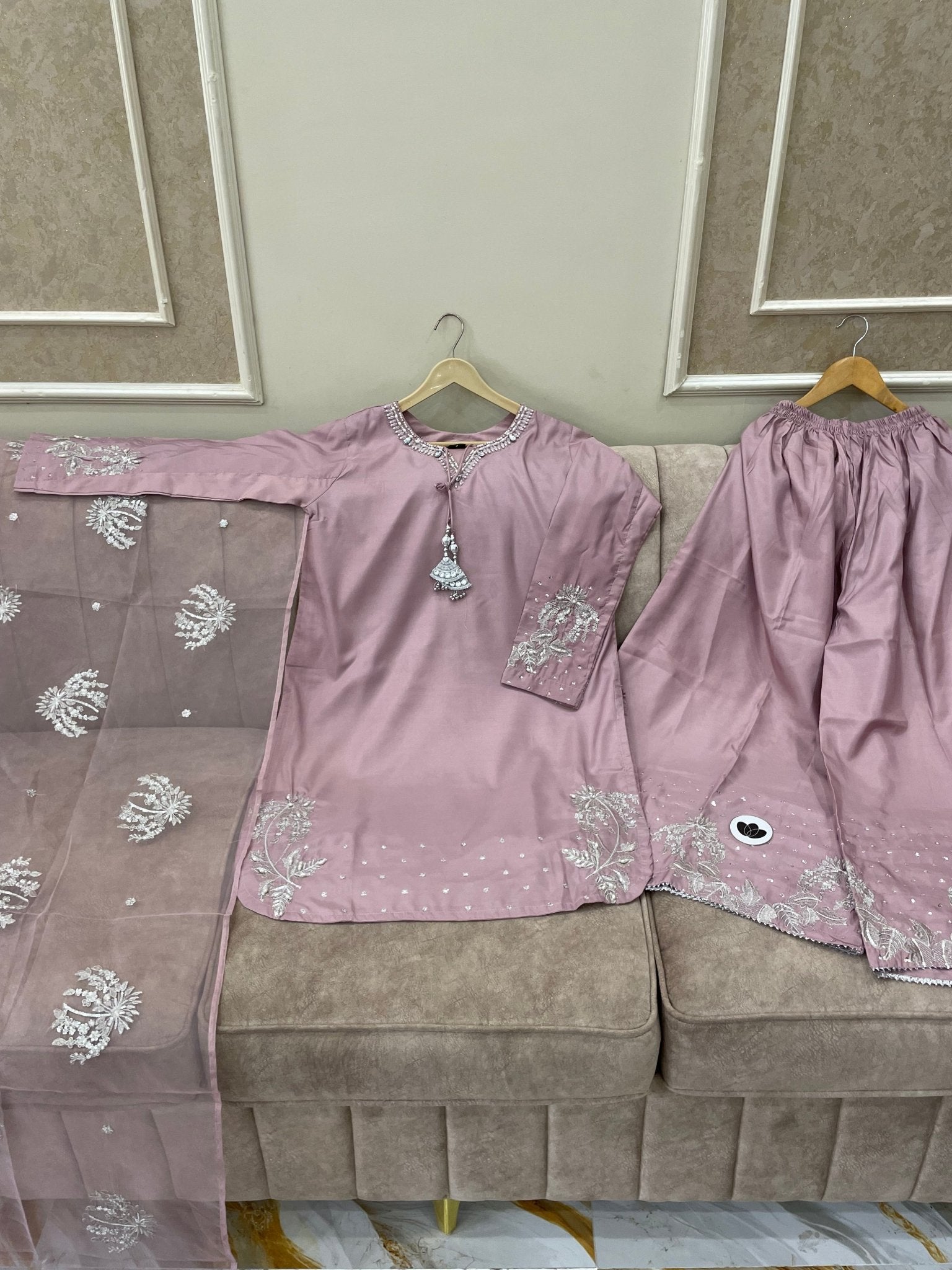 Luxury Embroidered Cotton Silk Farshi - BU10062 - Buland's