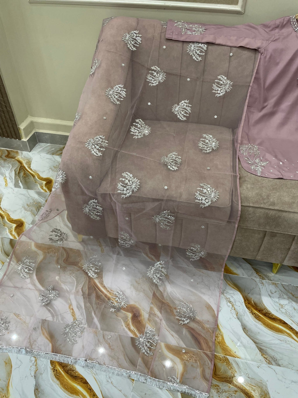 Luxury Embroidered Cotton Silk Farshi - BU10062 - Buland's