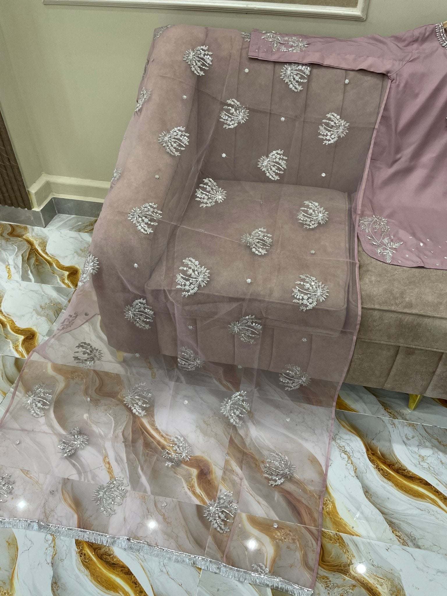 Luxury Embroidered Cotton Silk Farshi - BU10062 - Buland's