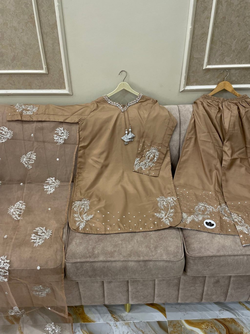 Luxury Embroidered Cotton Silk Farshi - BU10062 - Buland's