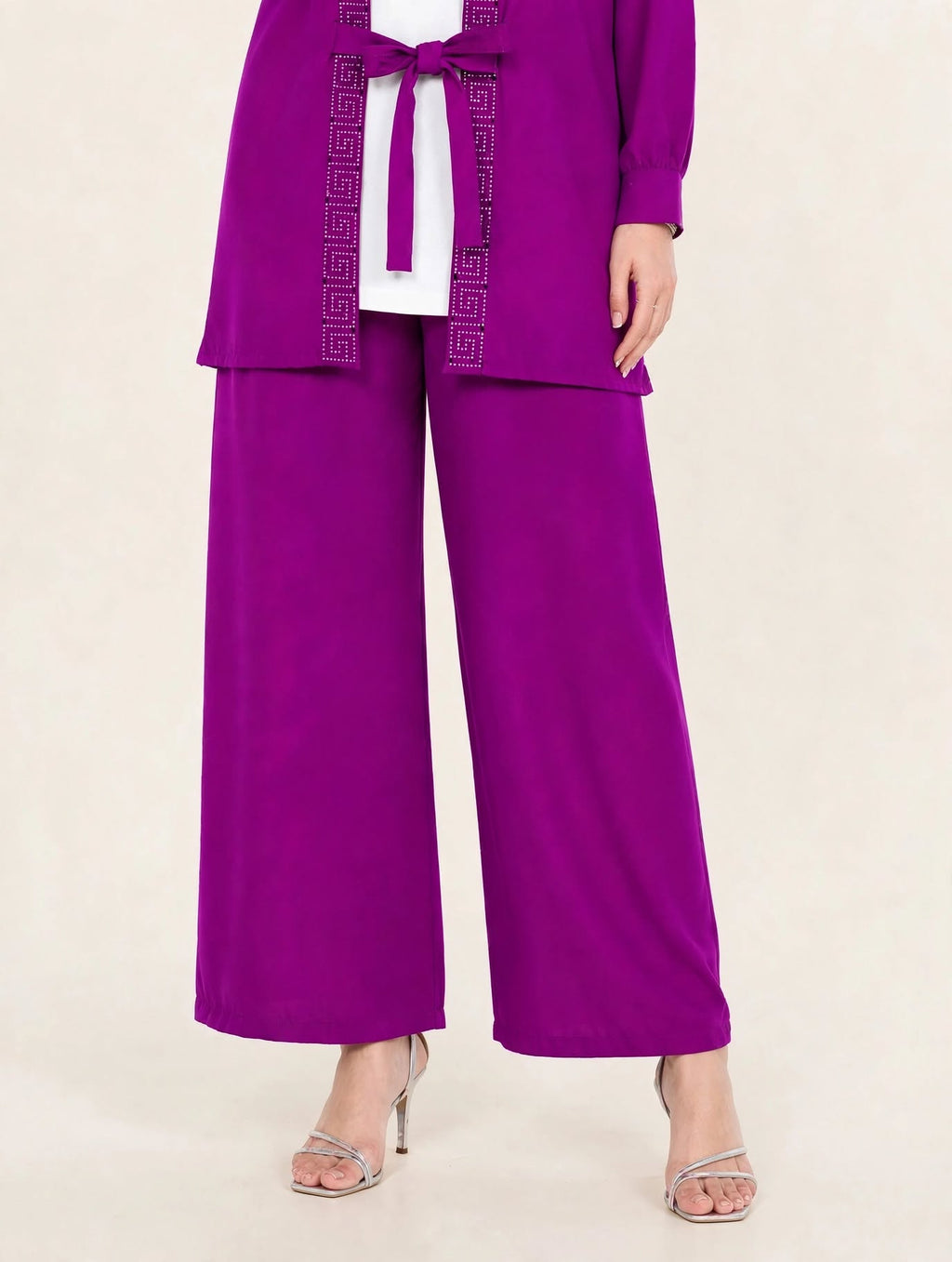 Luxe V-Stone Tie Co-Ord Set - (3 Pc) - BU10071