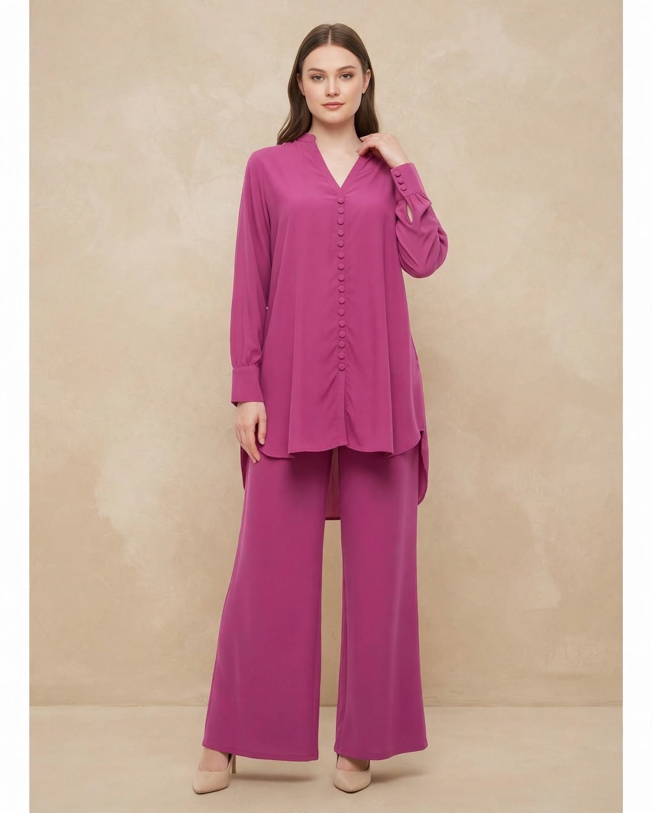 Modest Front-Button Georgette Co-ord Set - BU10056