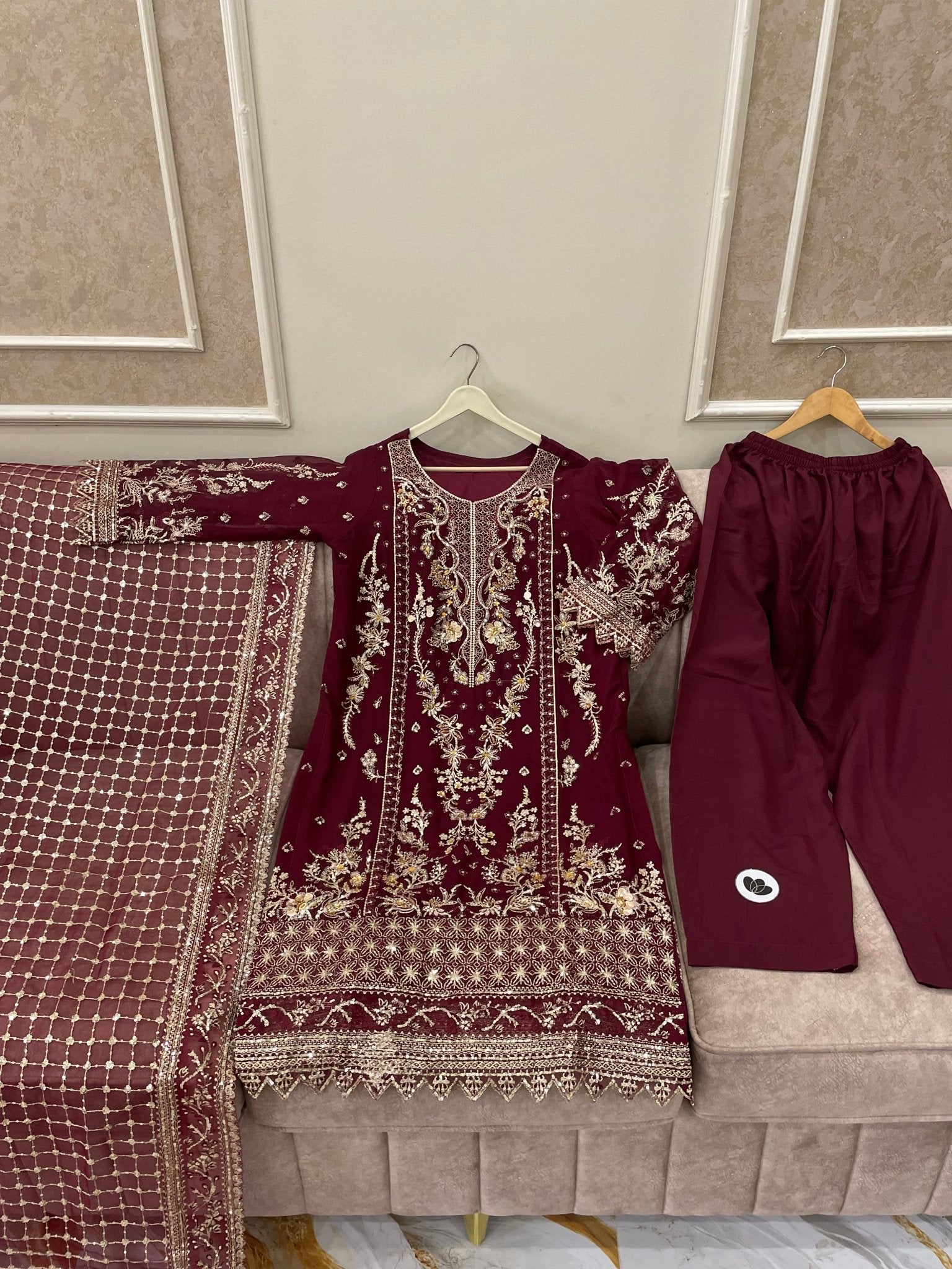 Marhoon Embroidered Chiffon Festive - BU10035 - Buland's