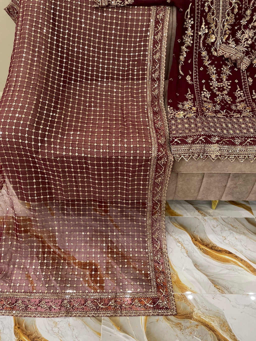Marhoon Embroidered Chiffon Festive - BU10035 - Buland's