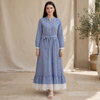 Blue Gingham Lace Maxi - BU1005