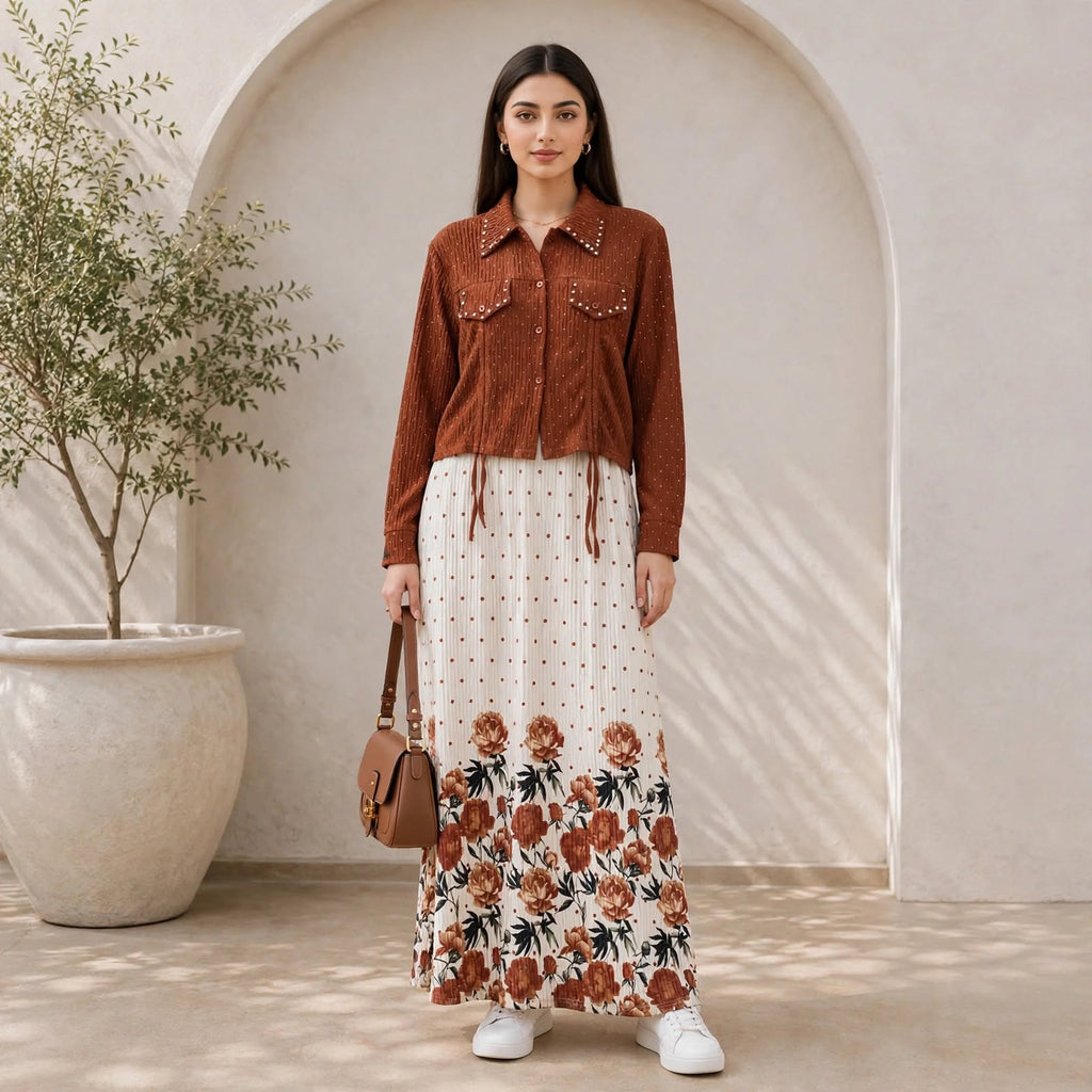Imported Rust Stone-Studded Maxi - BU10010