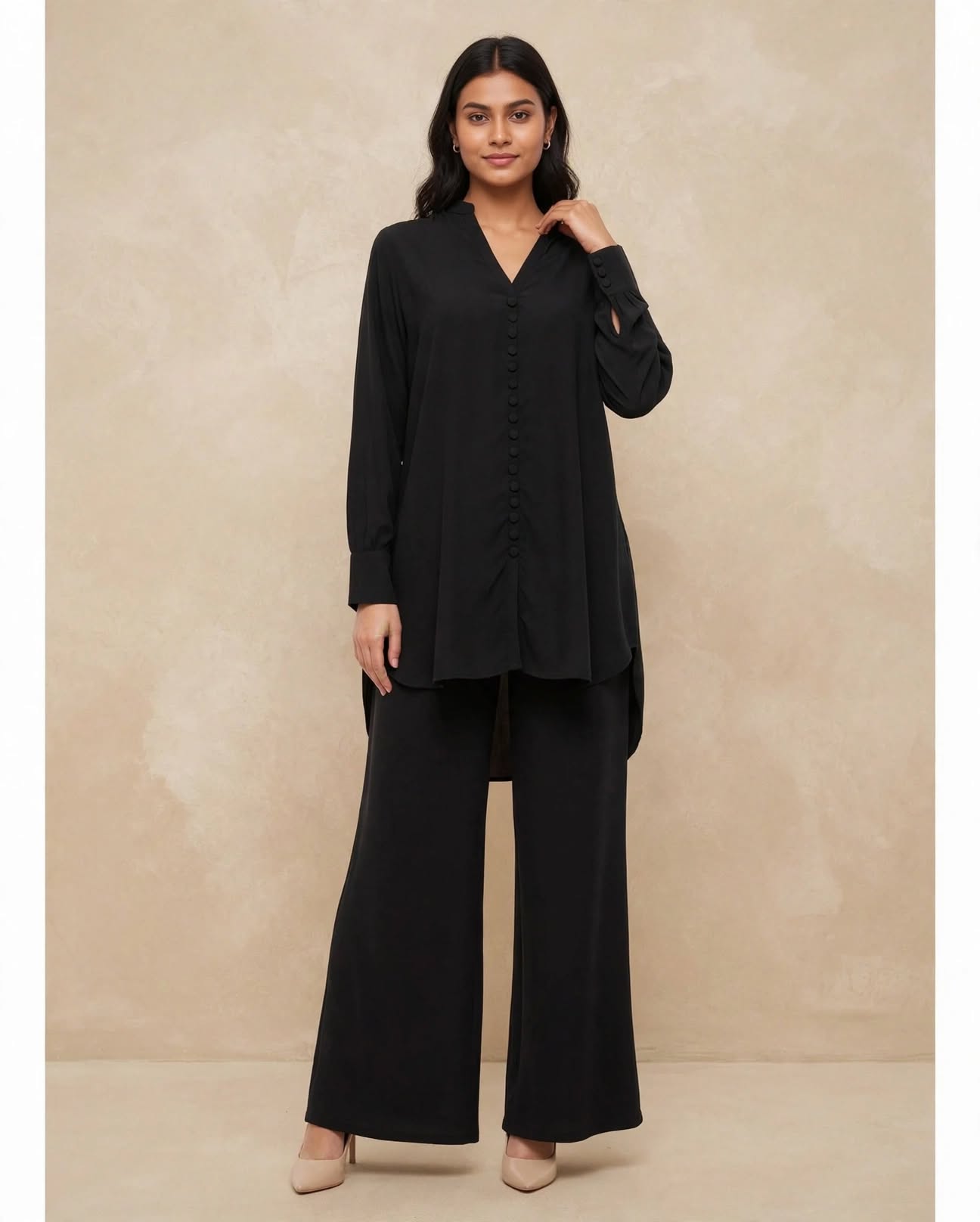 Modest Front-Button Georgette Co-ord Set - BU10056
