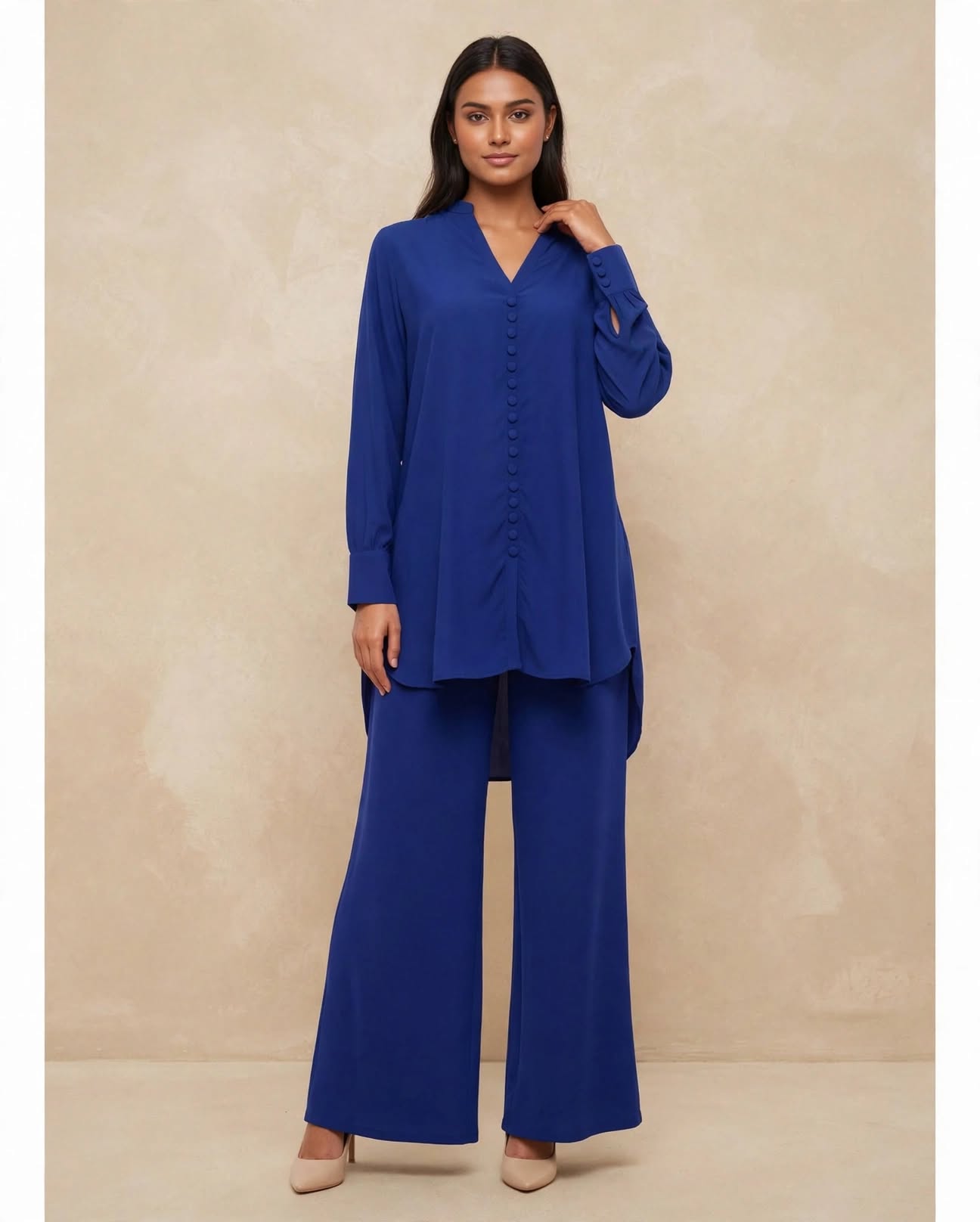 Modest Front-Button Georgette Co-ord Set - BU10056