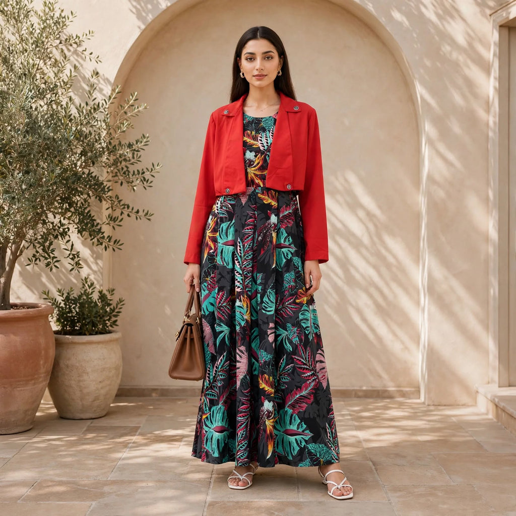 Tropical Bloom Maxi with Jacket - BU10011